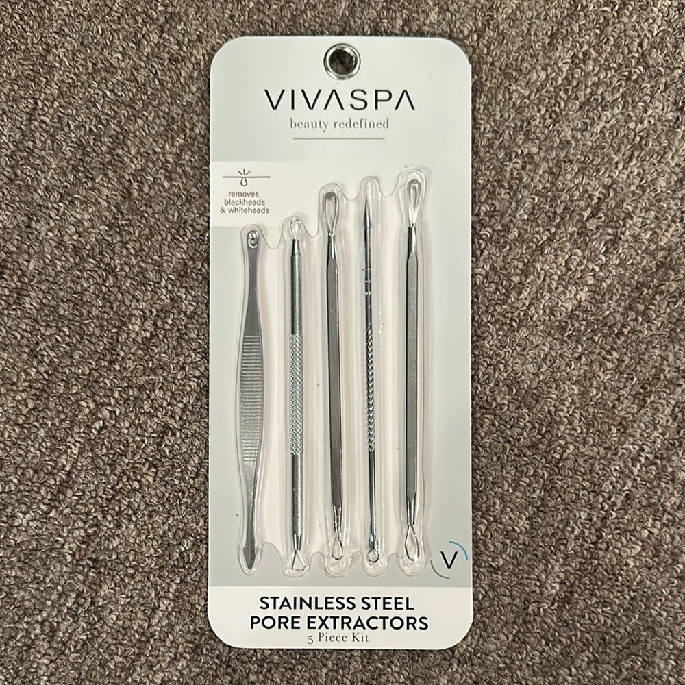 VivaSpa Stainless Steel Pore Extractors 5 Piece Kit - Brand New